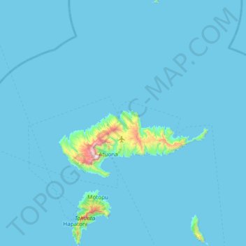 Topografische Karte Hiva Oa, Höhe, Relief