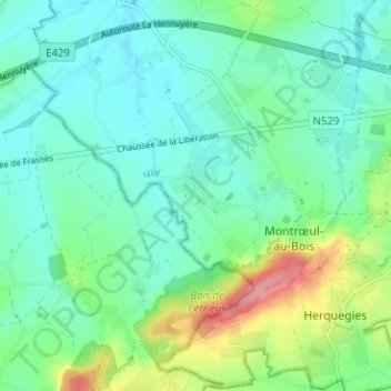 Topografische Karte Barberie, Höhe, Relief