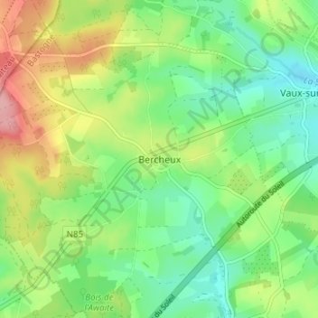 Topografische Karte Bercheux, Höhe, Relief