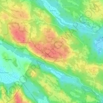 Topografische Karte Skogsbyås, Höhe, Relief
