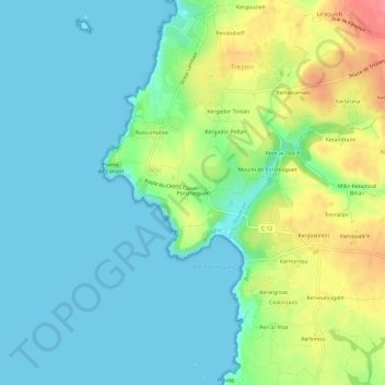 Topografische Karte Porsmoguer, Höhe, Relief