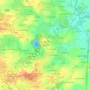 Topografische Karte La Gaudière, Höhe, Relief