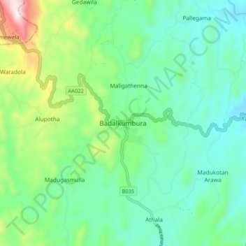 Topografische Karte Badalkumbura, Höhe, Relief