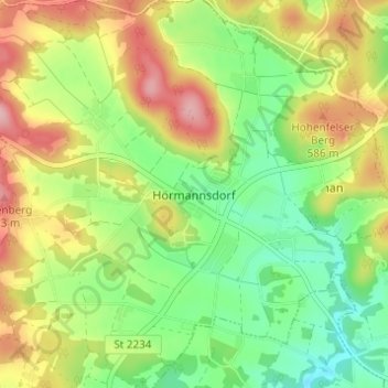 Topografische Karte Hörmannsdorf, Höhe, Relief