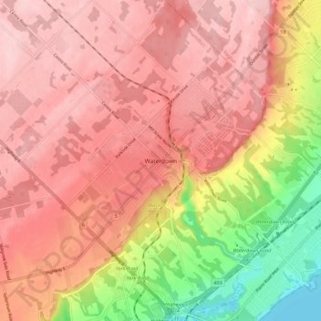 Topografische Karte Waterdown, Höhe, Relief