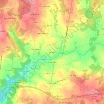 Topografische Karte Jabreilles, Höhe, Relief