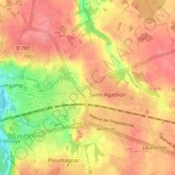 Topografische Karte Kerholo, Höhe, Relief
