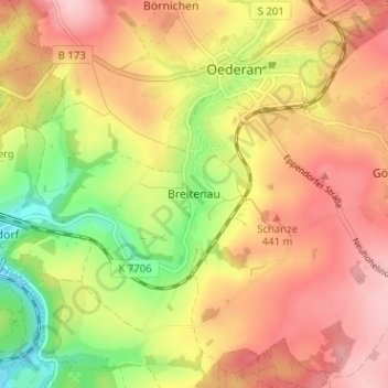 Topografische Karte Breitenau, Höhe, Relief