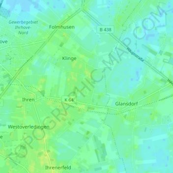 Topografische Karte Unlande, Höhe, Relief