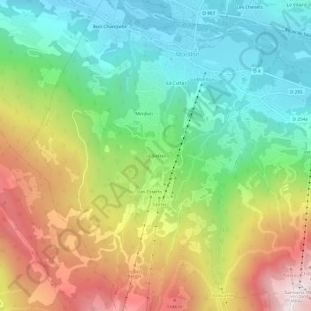Topografische Karte Le Bettex, Höhe, Relief