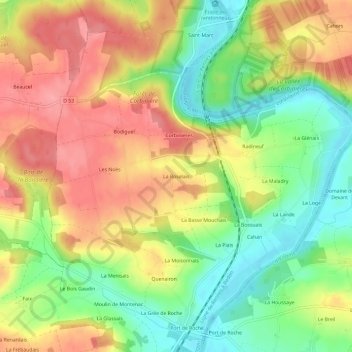 Topografische Karte La Roselais, Höhe, Relief