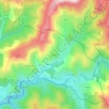 Topografische Karte Chabrières, Höhe, Relief