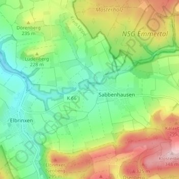 Topografische Karte Winkhausen, Höhe, Relief