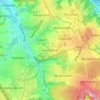 Topografische Karte Frohnhardt, Höhe, Relief