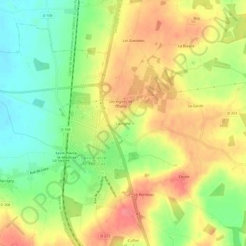 Topografische Karte La Vigne, Höhe, Relief