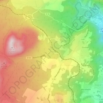 Topografische Karte Le Cratère, Höhe, Relief