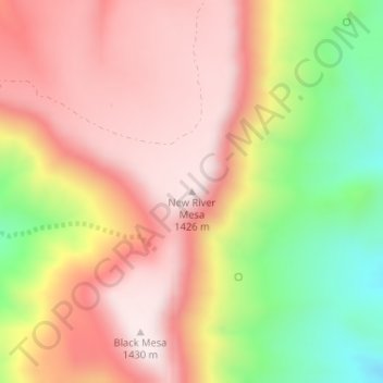 Topografische Karte New River Mesa, Höhe, Relief