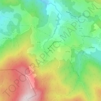 Topografische Karte Pion, Höhe, Relief