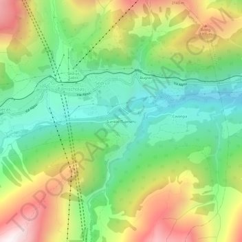 Topografische Karte Surrein (Tujetsch), Höhe, Relief
