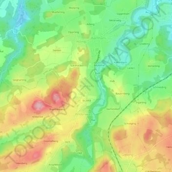 Topografische Karte Prutdorf, Höhe, Relief
