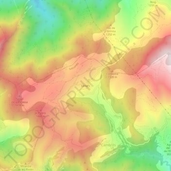 Topografische Karte Llinars, Höhe, Relief