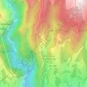 Topografische Karte Casas, Höhe, Relief