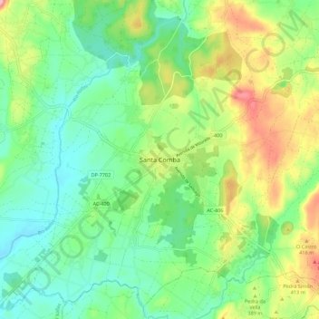 Topografische Karte Santa Comba, Höhe, Relief