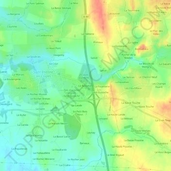 Topografische Karte La Bassetais, Höhe, Relief