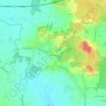 Topografische Karte Le Moulin Neuf, Höhe, Relief