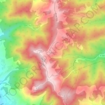 Topografische Karte Kleçkë, Höhe, Relief