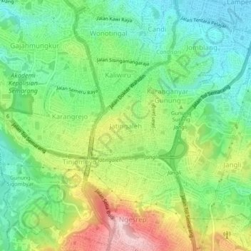 Topografische Karte Jatingaleh, Höhe, Relief