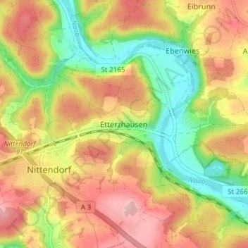 Topografische Karte Etterzhausen, Höhe, Relief