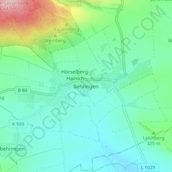 Topografische Karte Behringen, Höhe, Relief