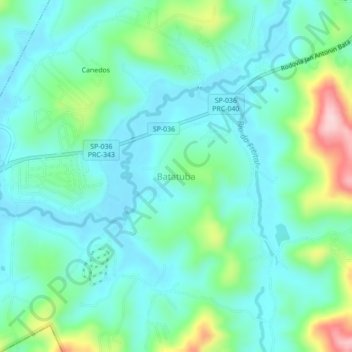 Topografische Karte Batatuba, Höhe, Relief