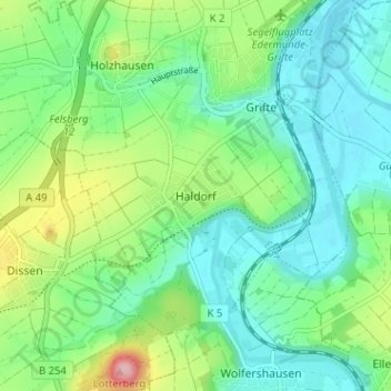 Topografische Karte Haldorf, Höhe, Relief