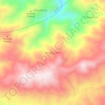 Topografische Karte Terang Ulen, Höhe, Relief