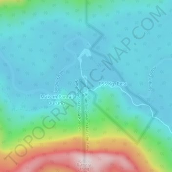 Topografische Karte Sempadan, Höhe, Relief