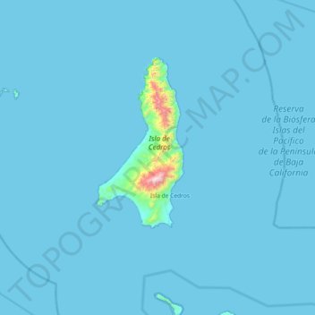 Topografische Karte Isla de Cedros, Höhe, Relief