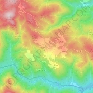 Topografische Karte Lama, Höhe, Relief