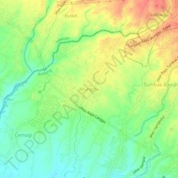 Topografische Karte Munggu, Höhe, Relief