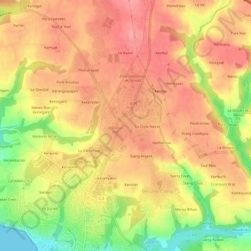 Topografische Karte Le Poteau-Vert, Höhe, Relief
