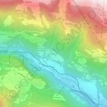 Topografische Karte Mairengo, Höhe, Relief