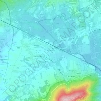 Topografische Karte Bas-Évette, Höhe, Relief