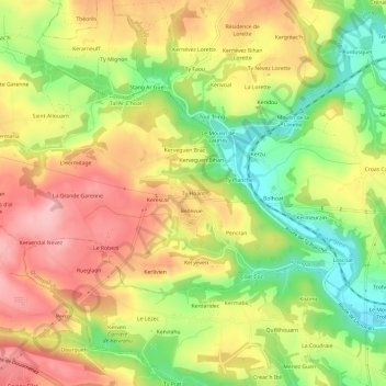 Topografische Karte Ty Hoant, Höhe, Relief