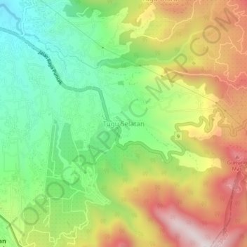 Topografische Karte Tugu Selatan, Höhe, Relief
