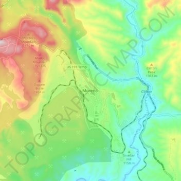 Topografische Karte Morenci, Höhe, Relief