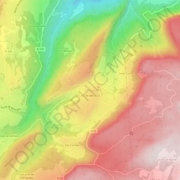 Topografische Karte Choux, Höhe, Relief