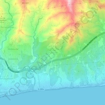 Topografische Karte Chilches, Höhe, Relief