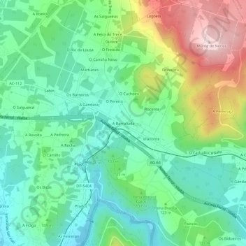 Topografische Karte A Borrallada, Höhe, Relief