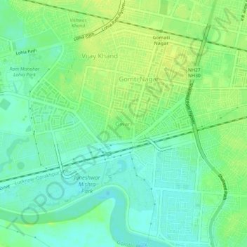 Topografische Karte Gwari, Höhe, Relief